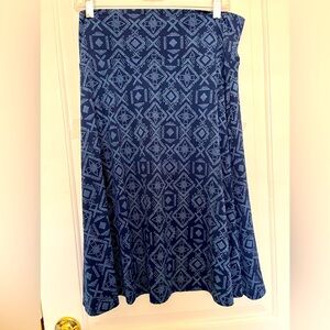 LuLaRoe Azure Navy Geometric Flared A line  Skirt XL